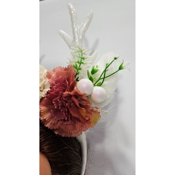 Handmade Light-Up Floral Antler Headband LED Deer Antlers Festival Costume NWOT - Picture 5 of 15